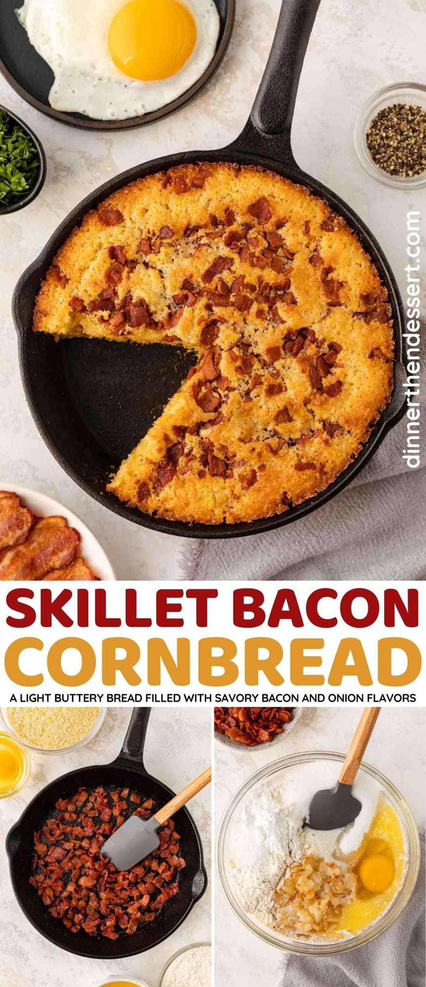 Skillet Bacon Cornbread collage