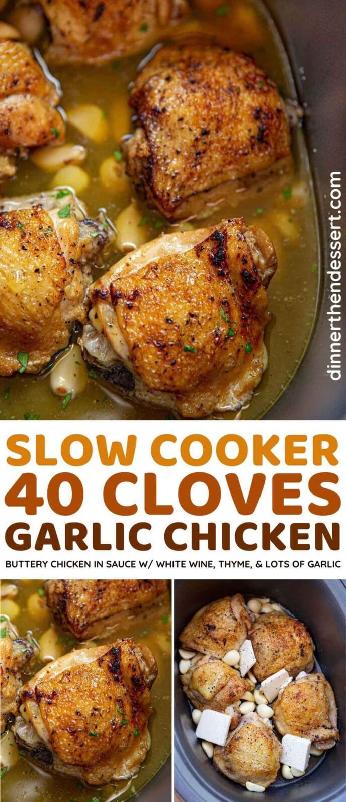 Slow Cooker 40 Clove Garlic Chicken collage