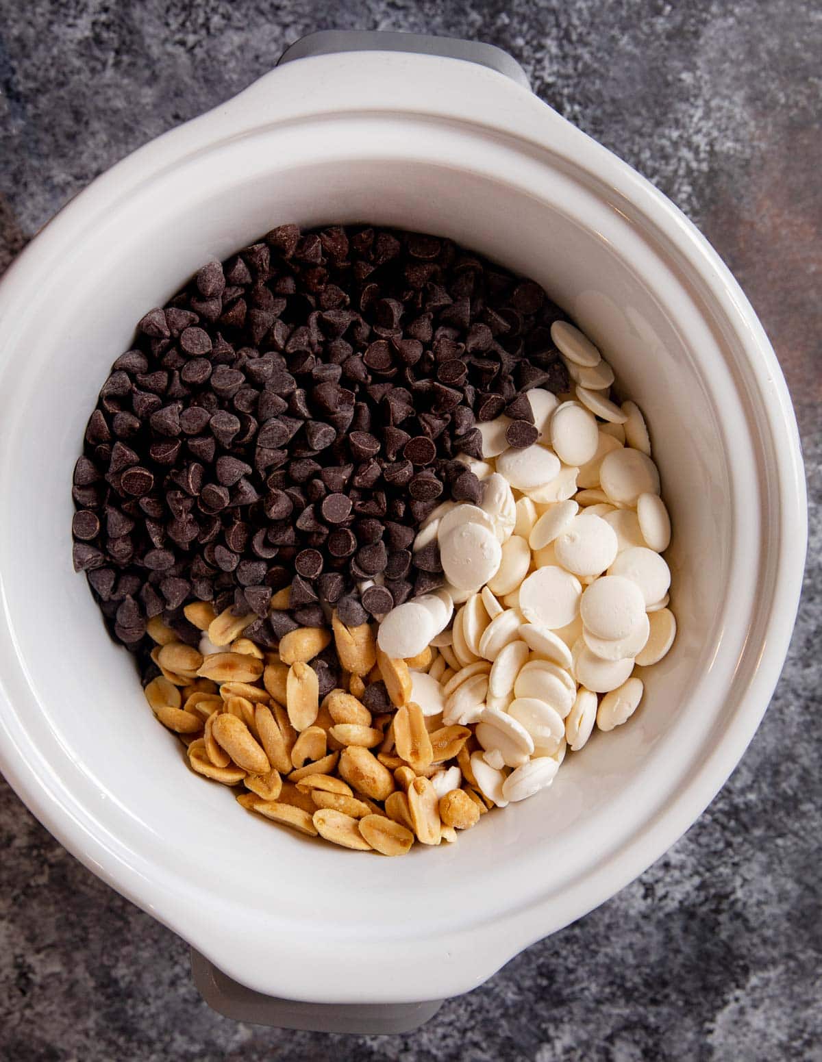 Slow Cooker Chocolate Candy ingredients in crockpot