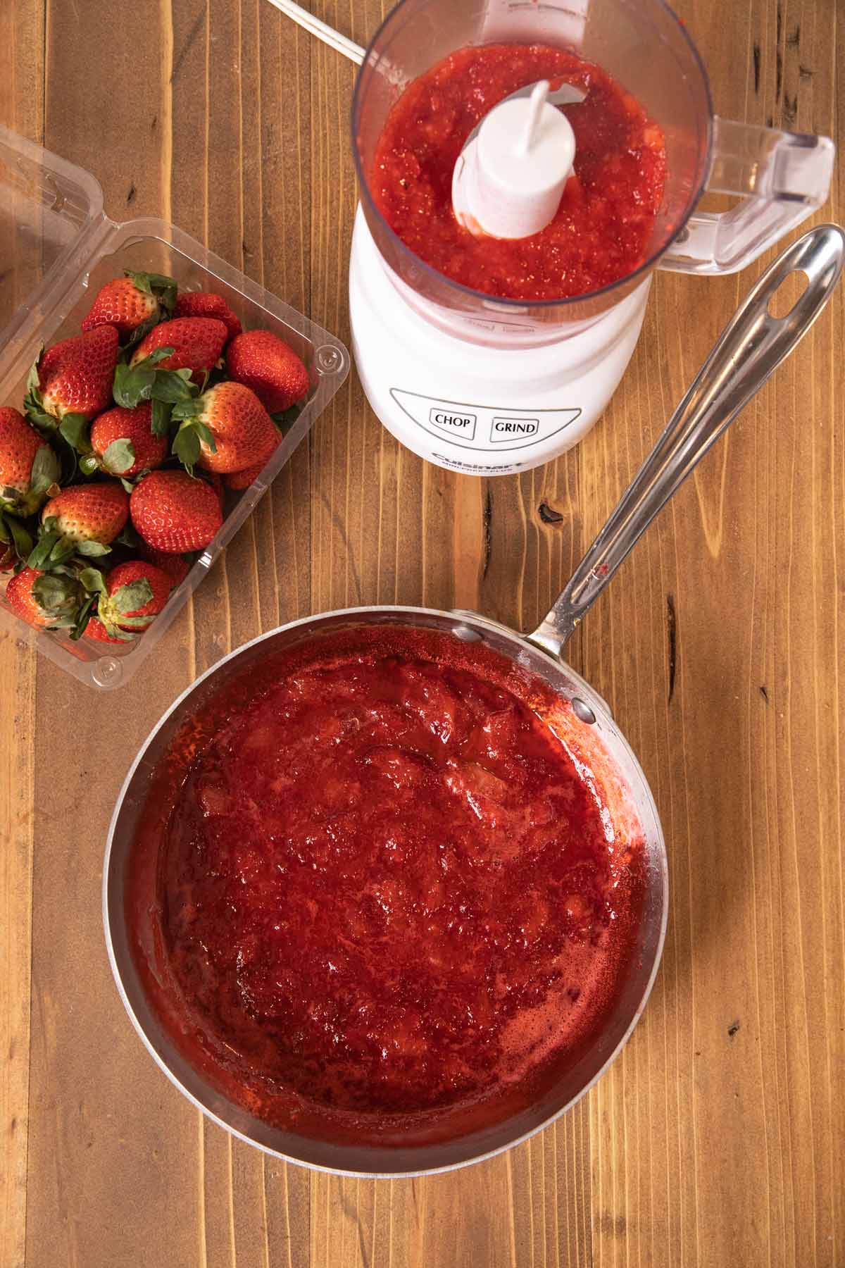 Strawberry Ice Cream strawberry puree in pot