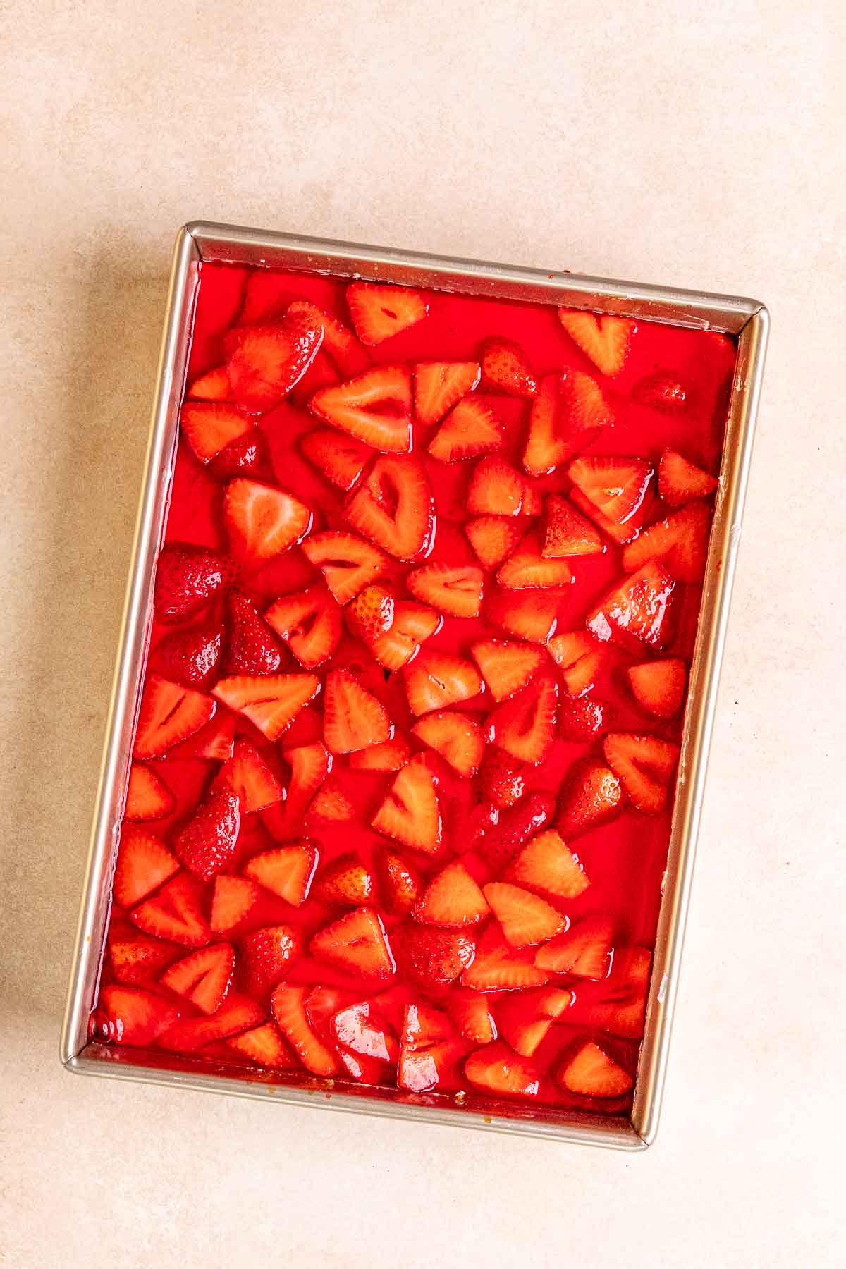 Strawberry Pretzel Salad in baking dish