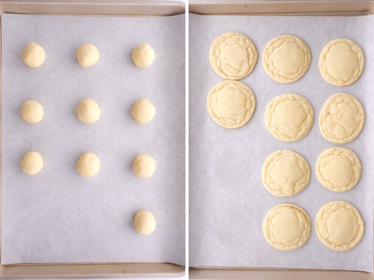 Sugar Cookies before and after baking