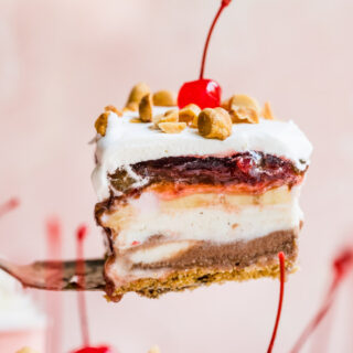 slice of ice cream, fruit, and chocolate