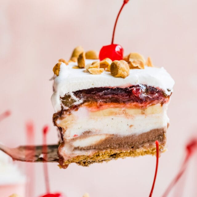 slice of ice cream, fruit, and chocolate