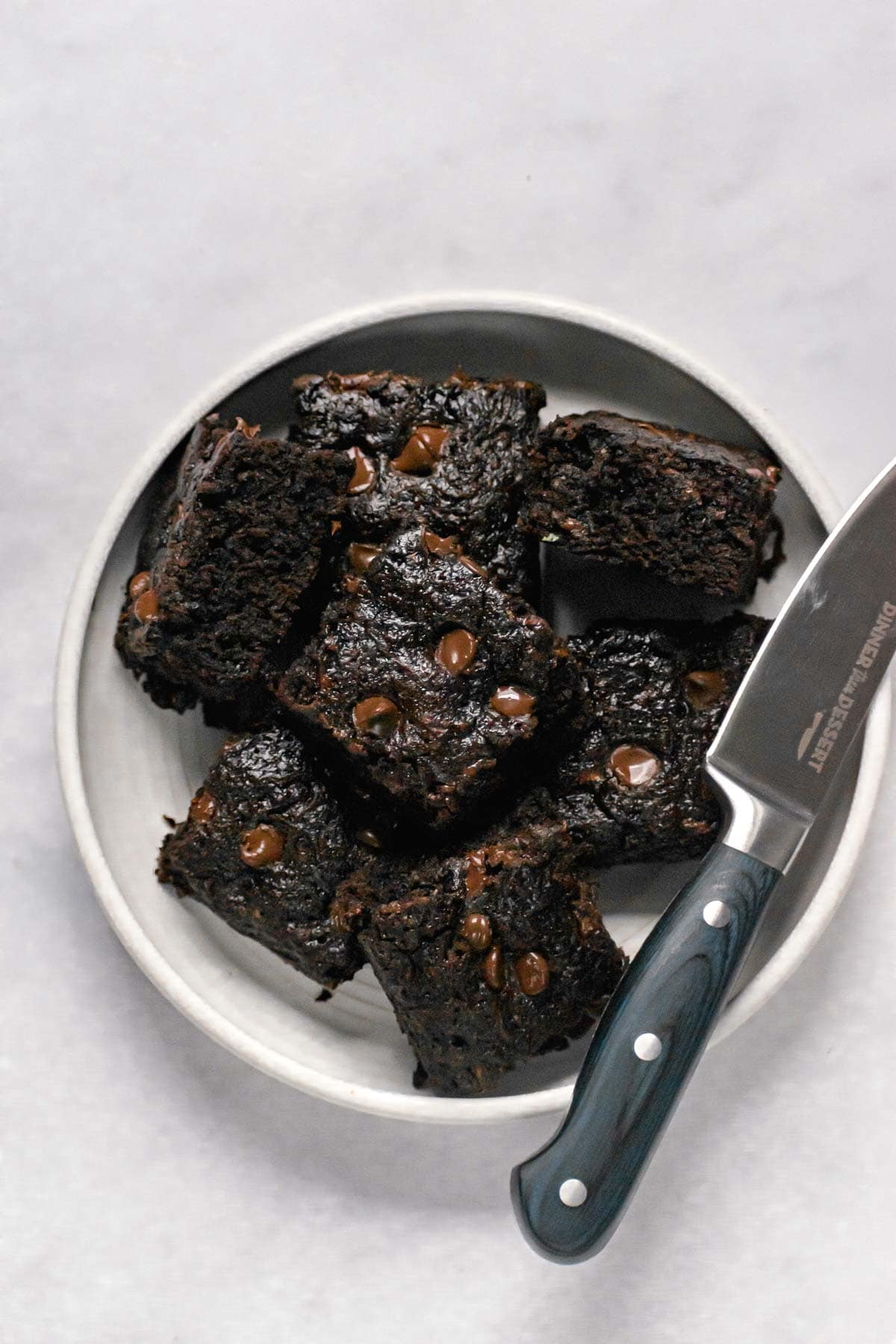 Sliced Zucchini Brownies on plate