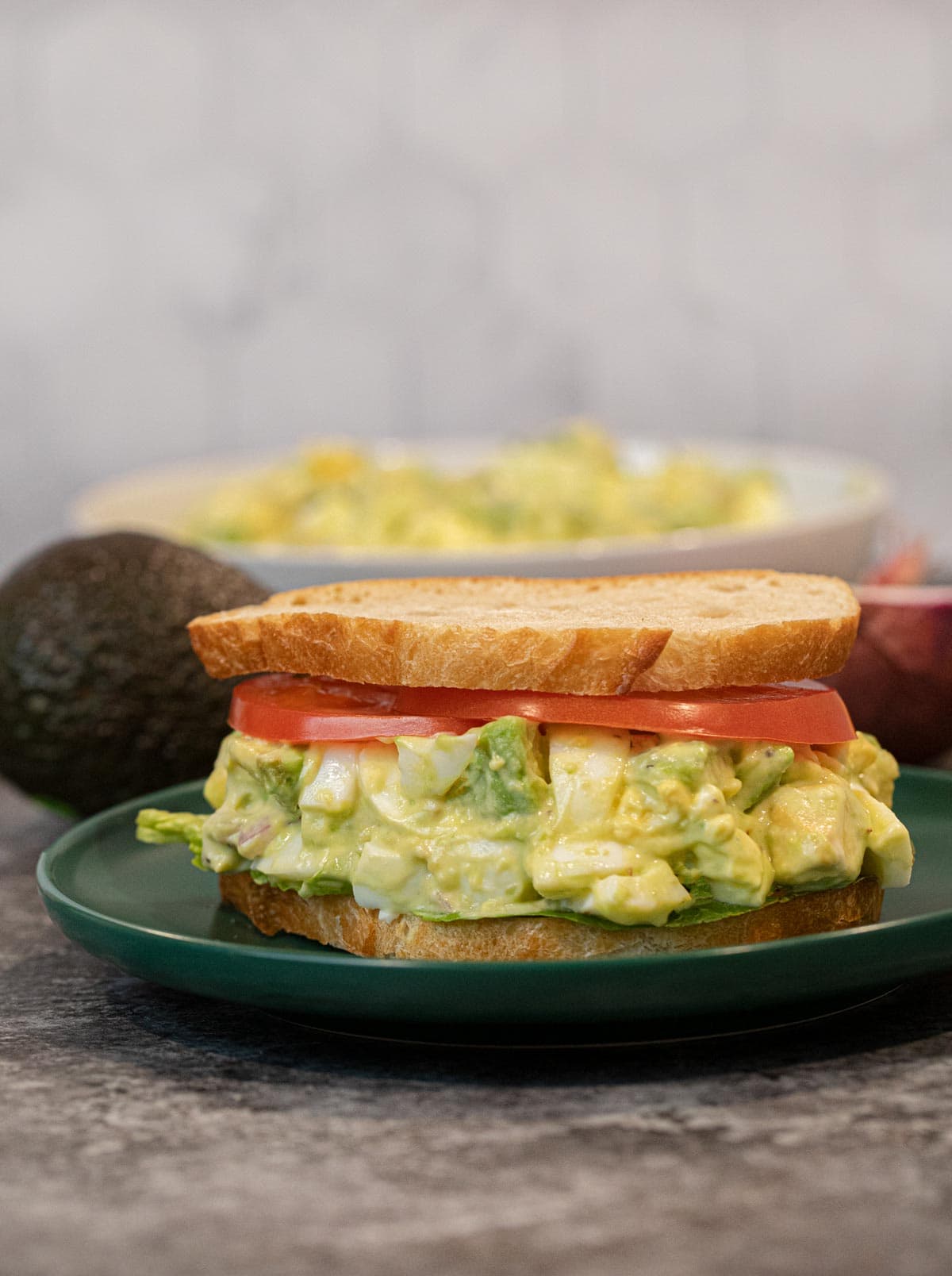 Avocado Egg Salad in sandwich