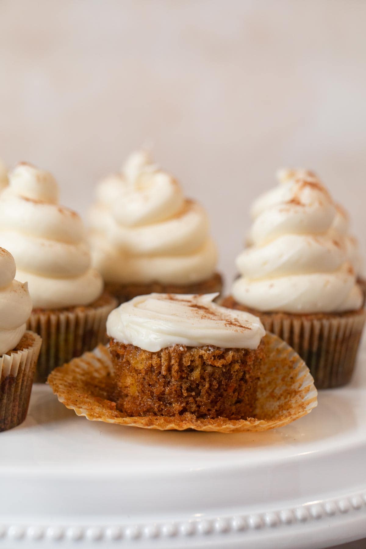 Carrot Cupcakes on cake stand