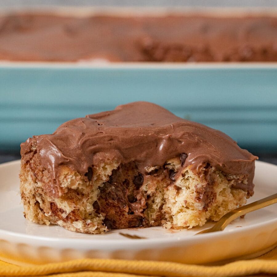 Chocolate Chip Cinnamon Roll on plate