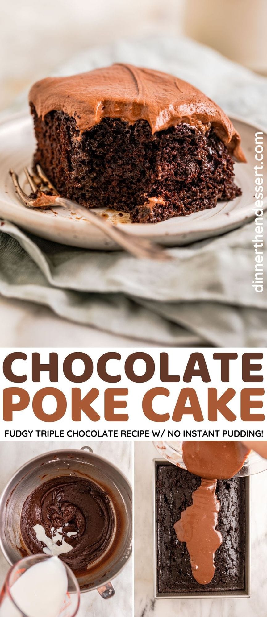 Chocolate Poke Cake Collage
