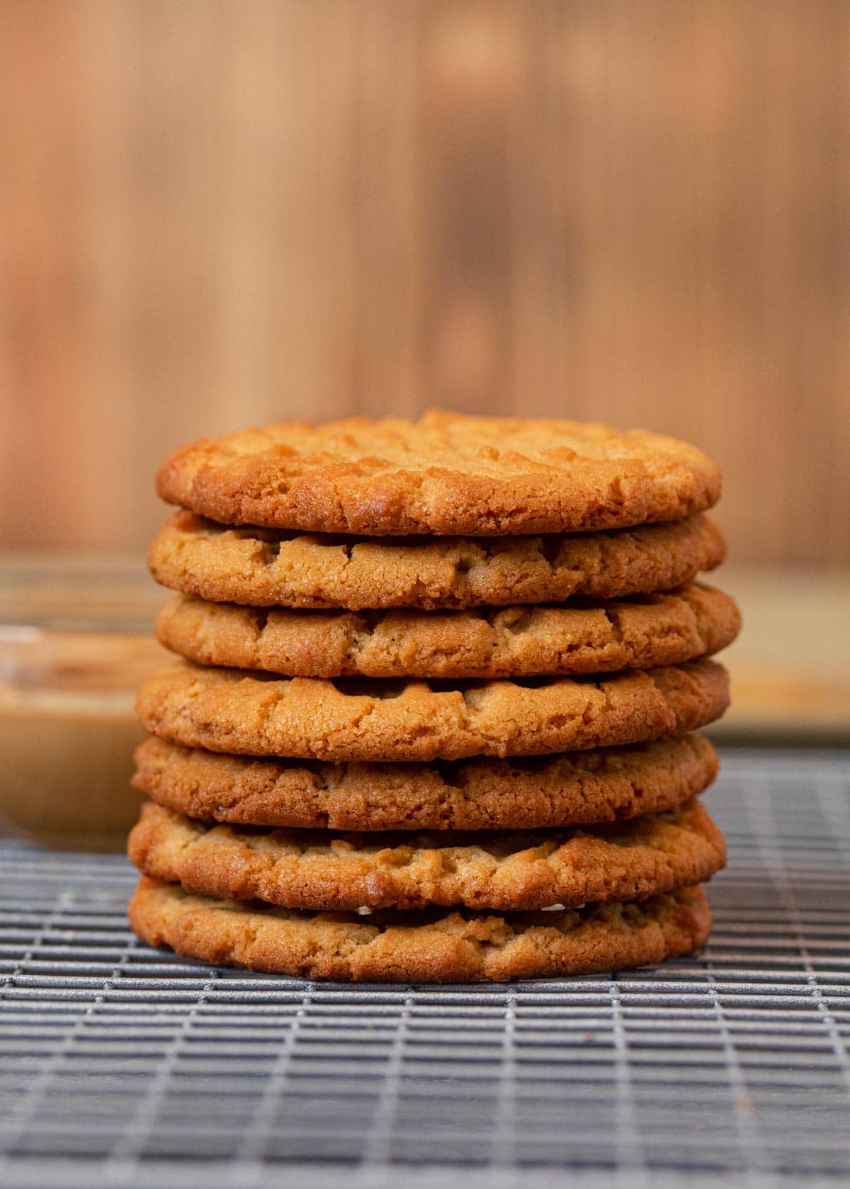 Crispy Peanut Butter Cookies in stack