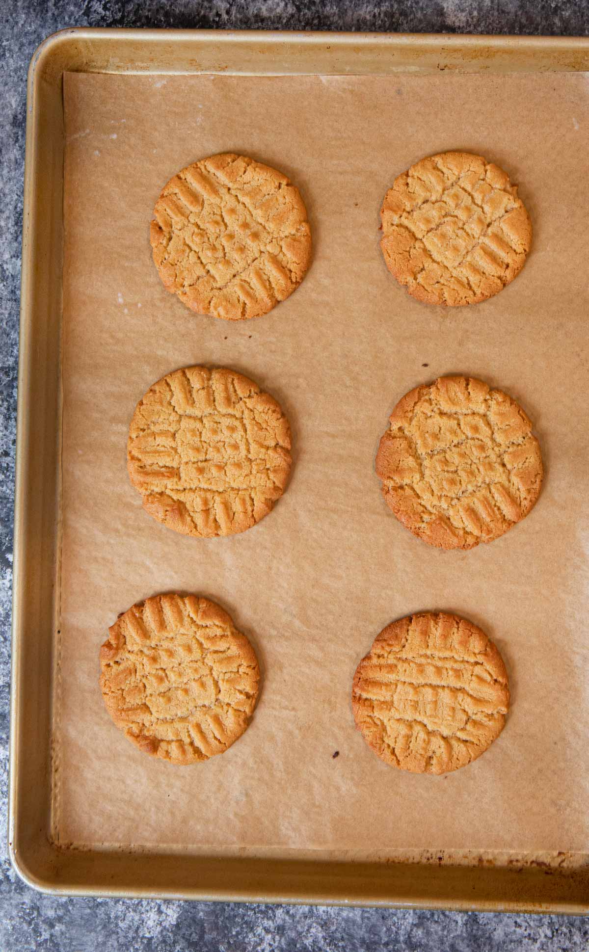 Crispy Peanut Butter Cookies on baking sheet