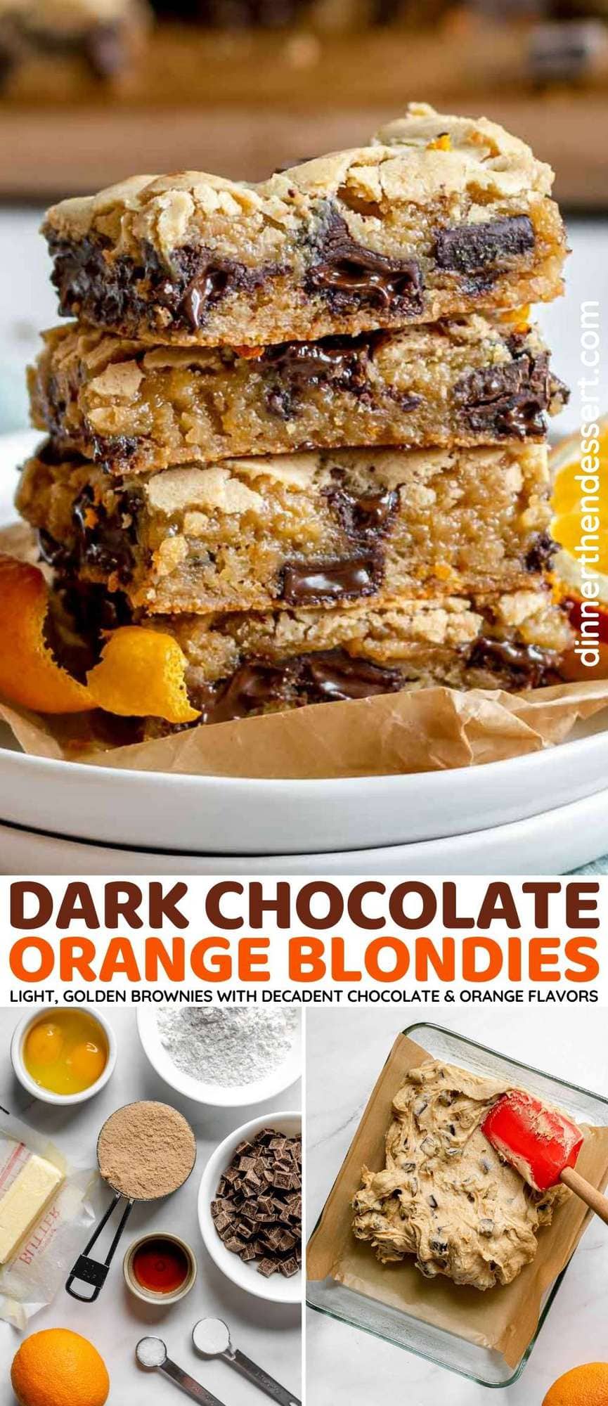 Dark Chocolate Orange Blondies collage