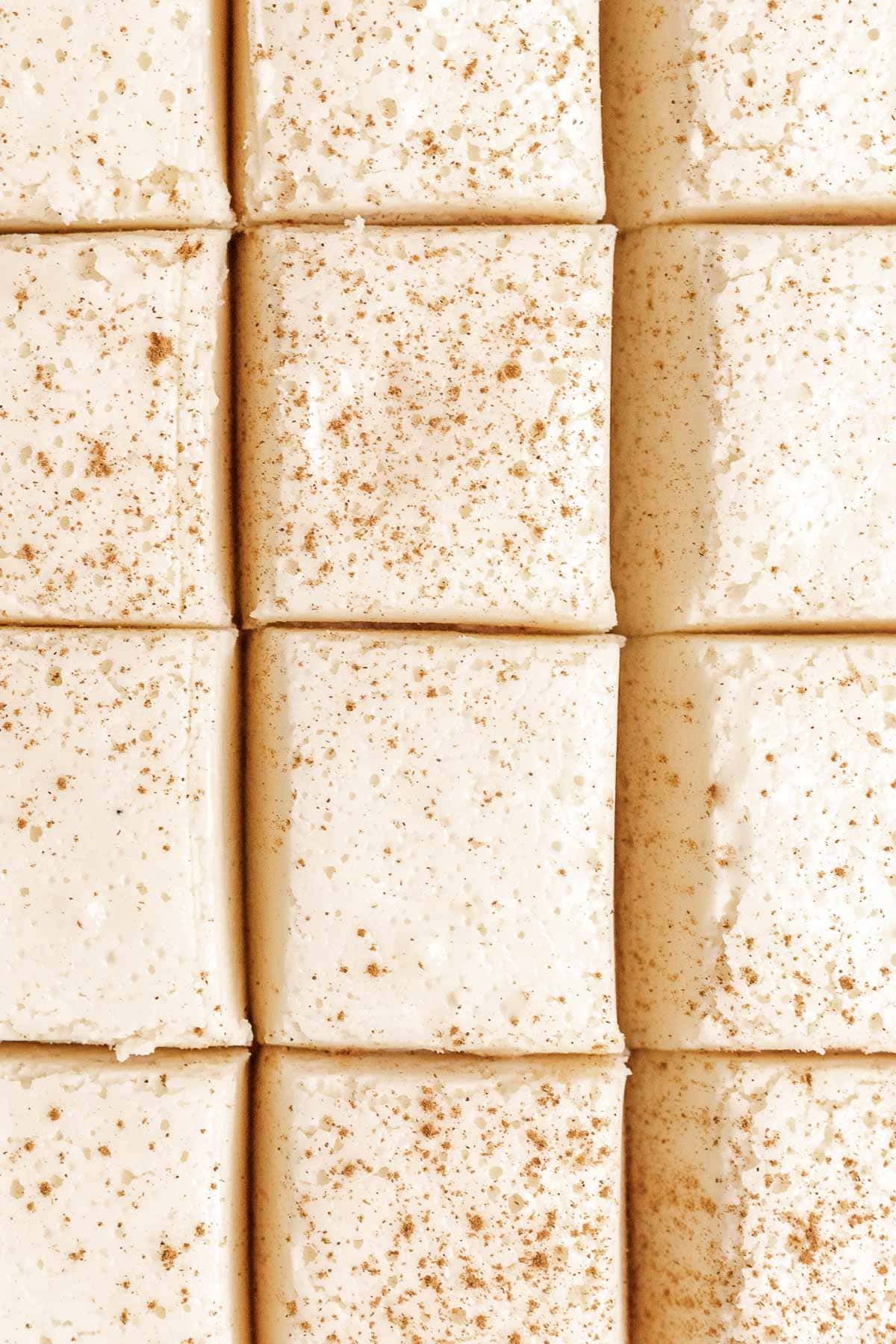 Eggnog Fudge cut into slices