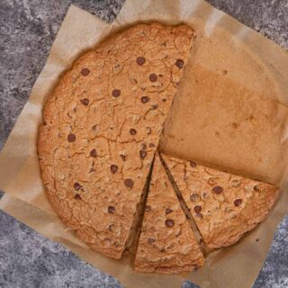 Cookie sliced on parchment paper