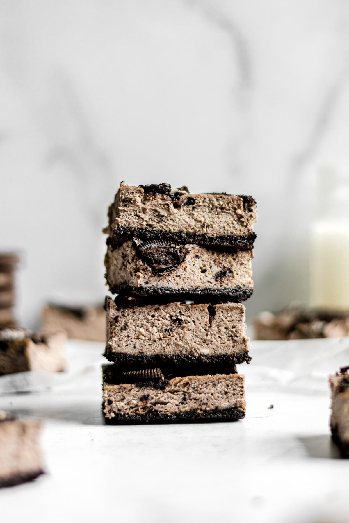 Oreo Cheesecake Bars stack