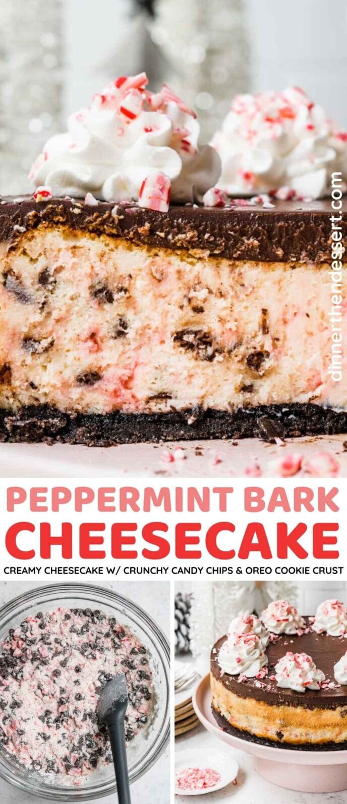 Peppermint Bark Cheesecake Collage