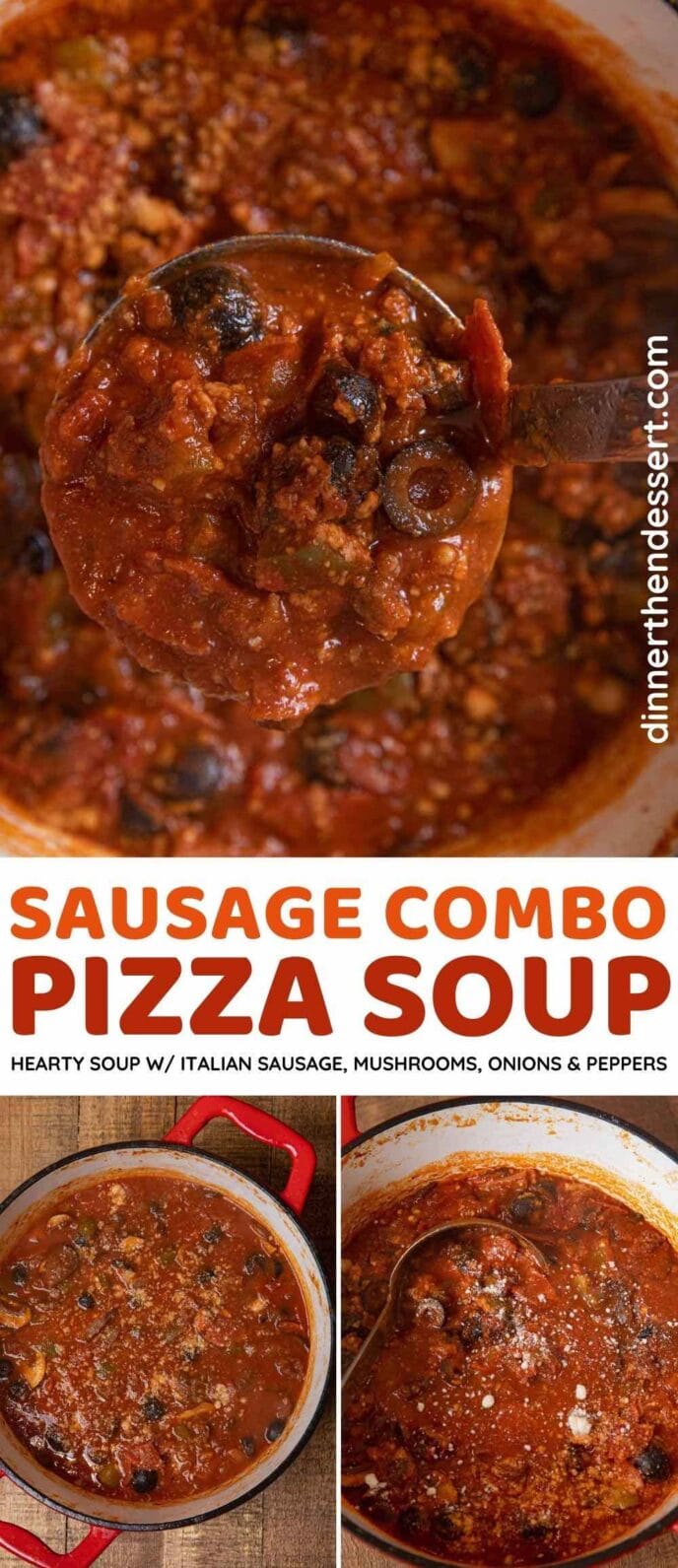 Sausage Combo Pizza Soup collage