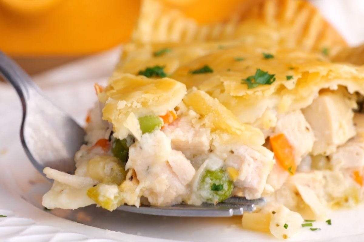 Turkey Pot Pie slice on plate