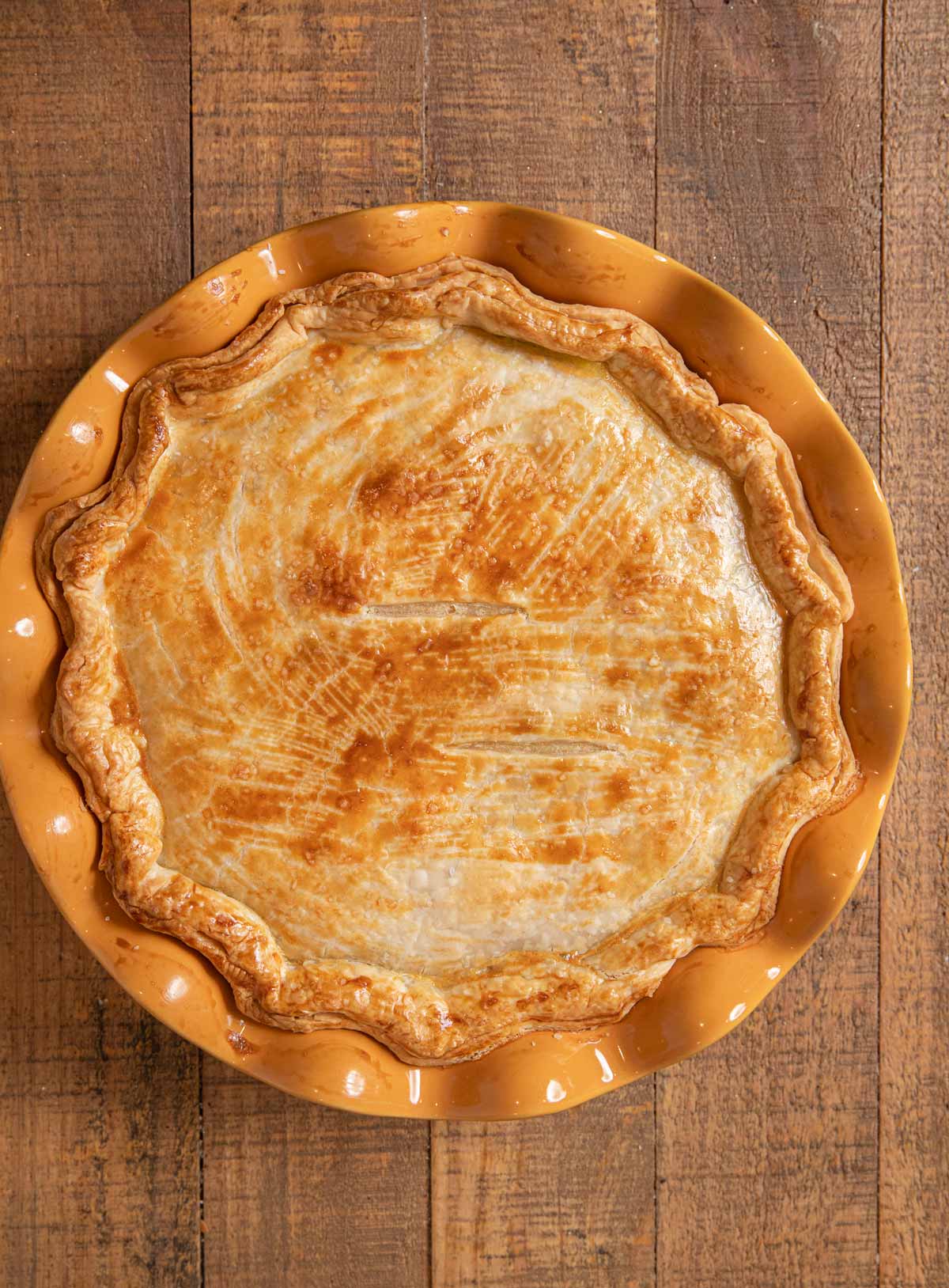 Turkey Pot Pie baked in pie plate