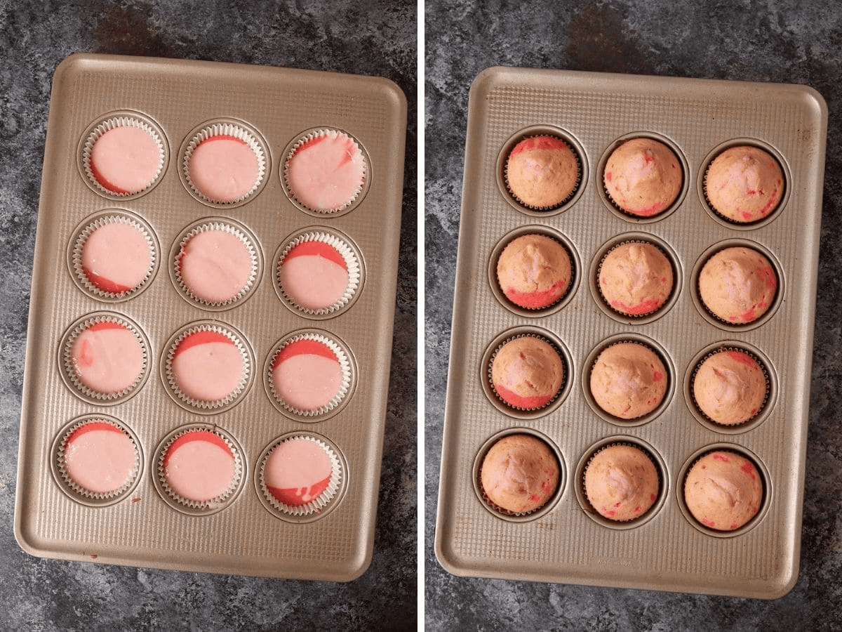 before and after baking collage
