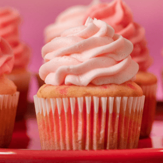 frosted cupcake on a platter
