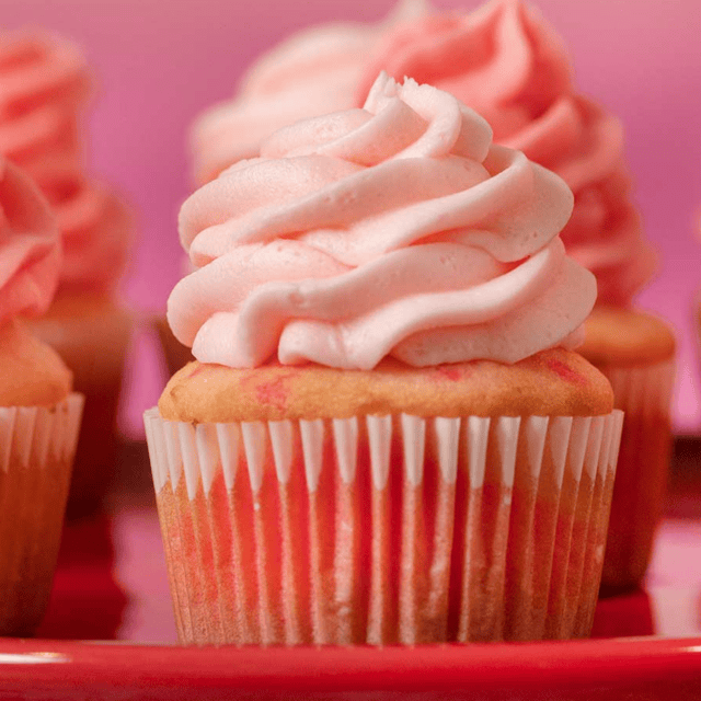 frosted cupcake on a platter