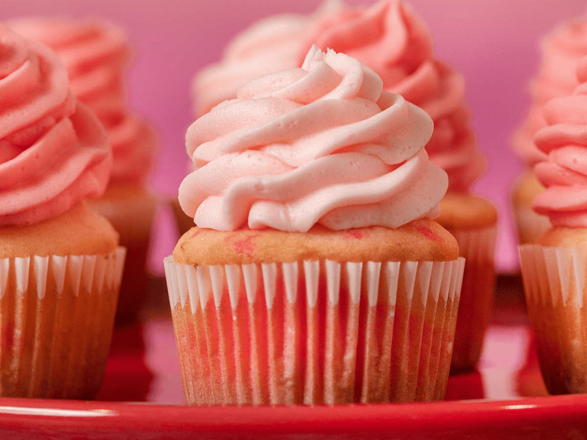 frosted cupcake on a platter