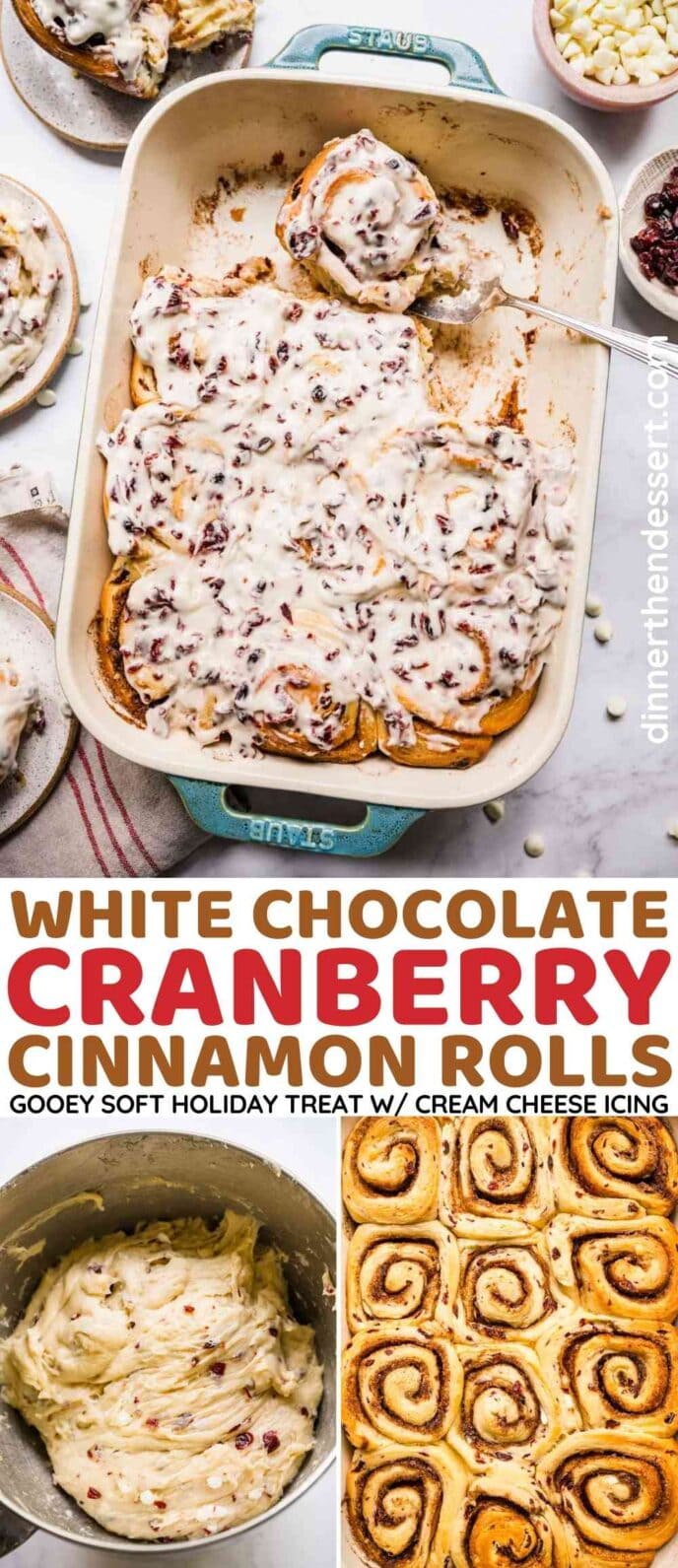 White Chocolate Cranberry Cinnamon Rolls Collage