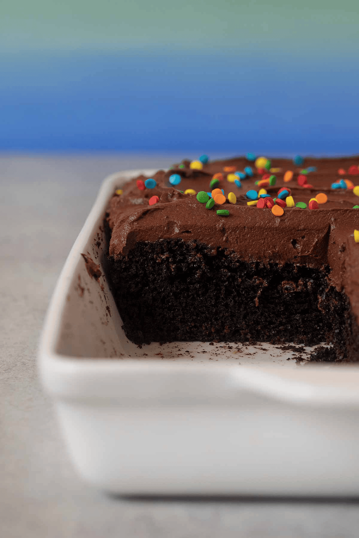 Sliced cake in a pan