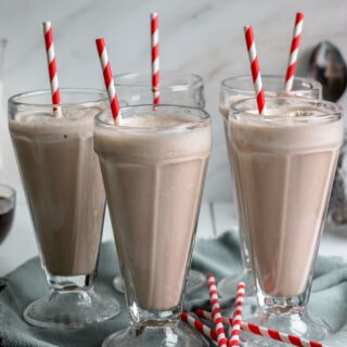 Wendy's Chocolate Frosty group in serving glasses 1x1