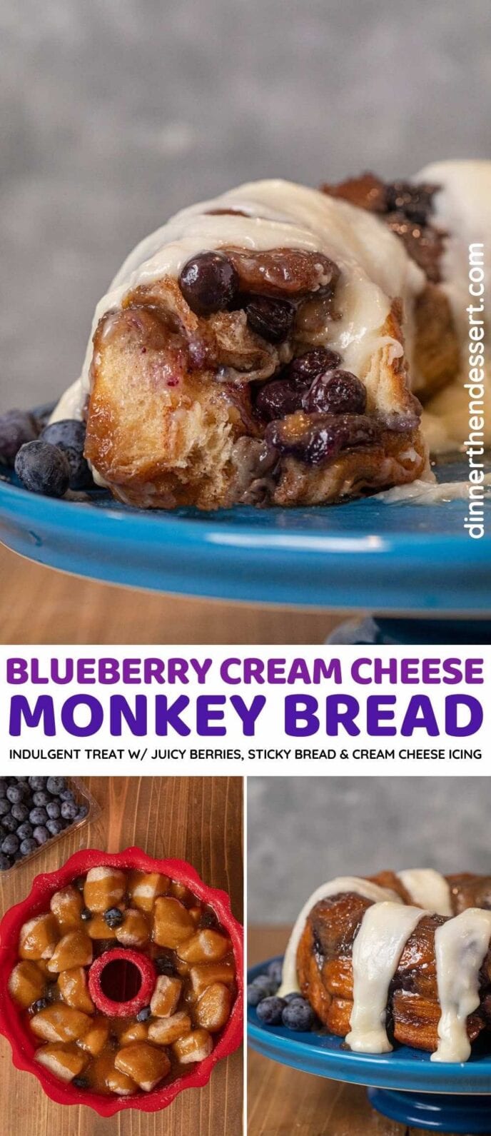 Blueberry Cream Cheese Monkey Bread collage