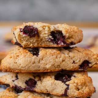 close-up of Blueberry Scones in stack