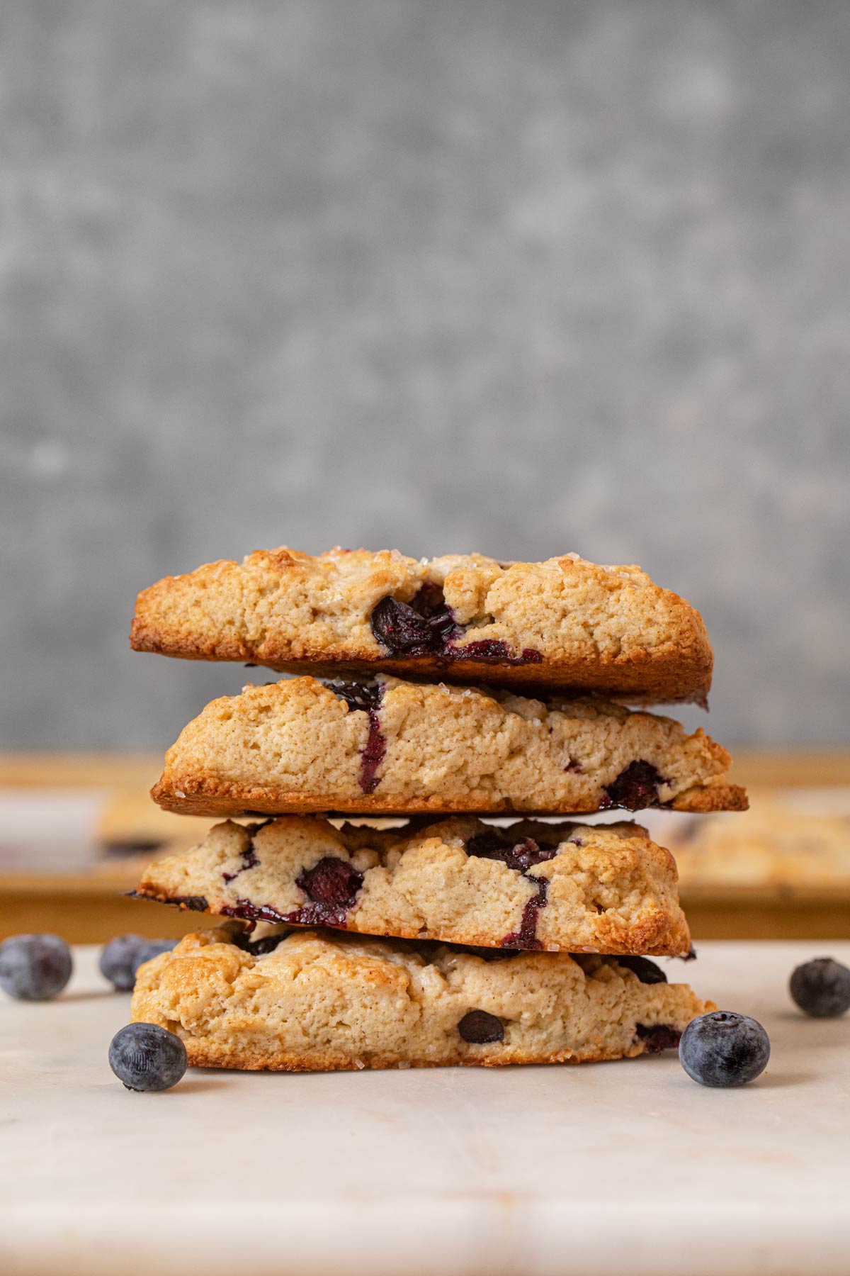 Blueberry Scones in stack