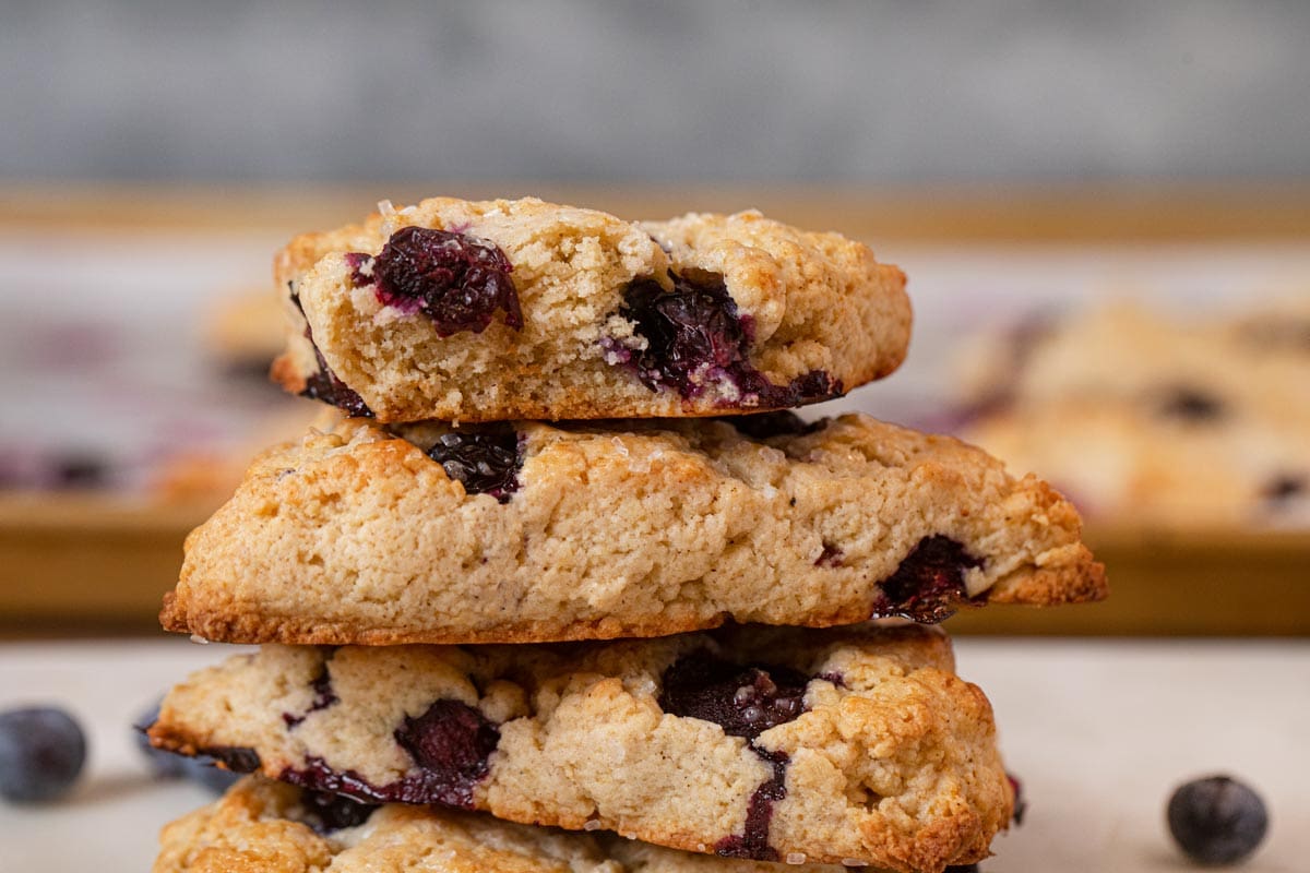 close-up of Blueberry Scones in stack