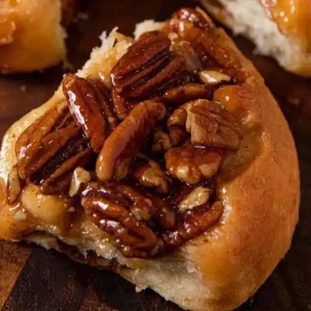 pecans on a cinnamon roll