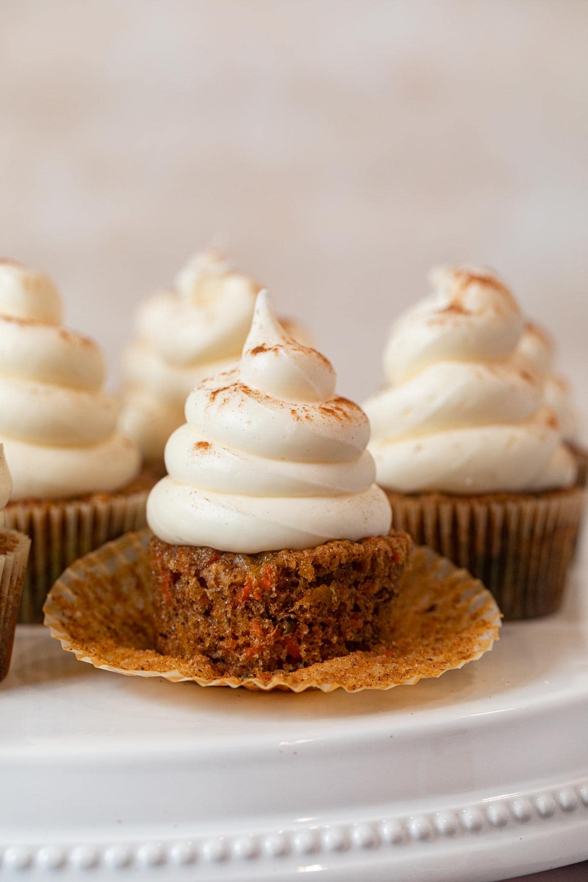 Carrot Cupcakes on cake stand