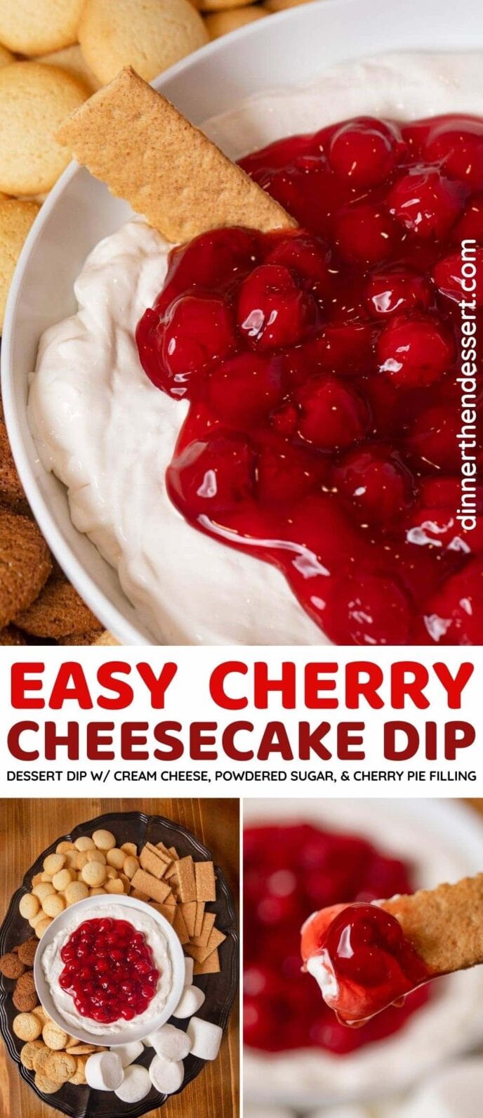Creamy Cherry Cheesecake Dip collage