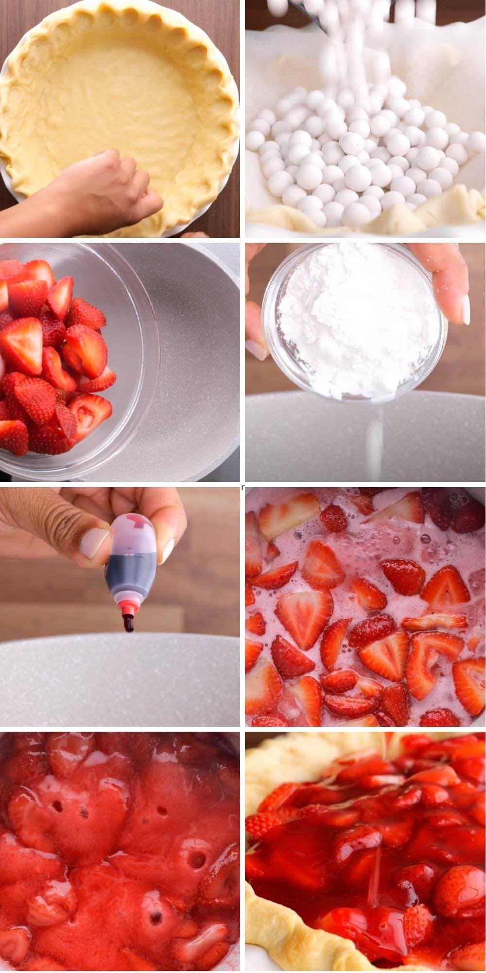 Fresh Strawberry Pie Collage of prep steps