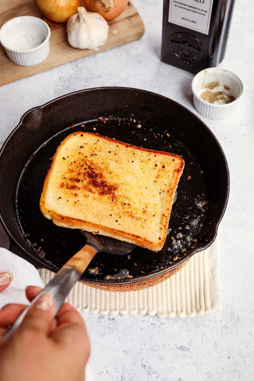 Garlic Butter Four Cheese Grilled Cheese Recipe Dinner, then Dessert