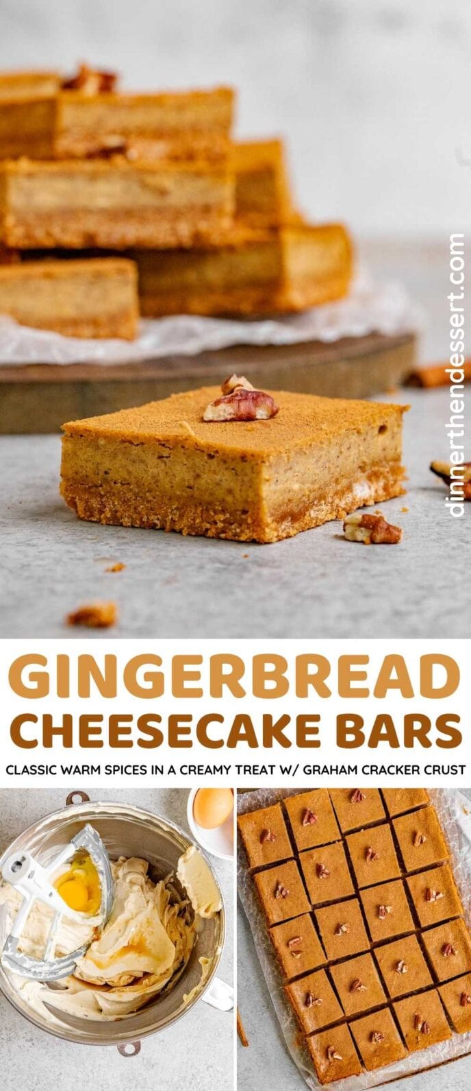 Gingerbread Cheesecake Bars Collage