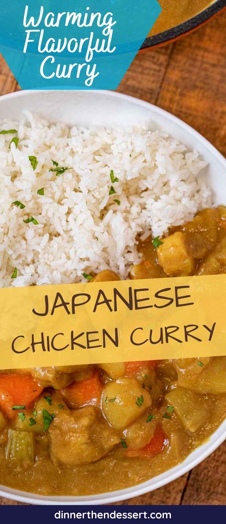Bowl of Japanese Chicken curry with rice Pin 1
