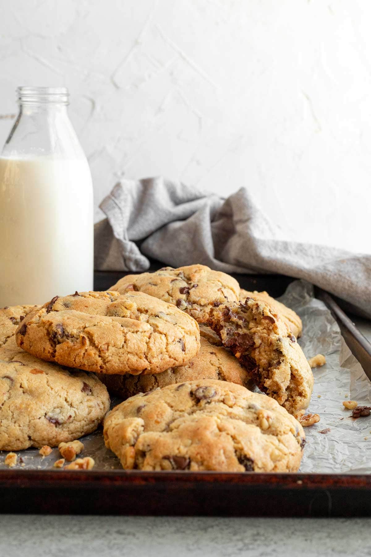 Levain Chocolate Chip Cookies on baking sheet