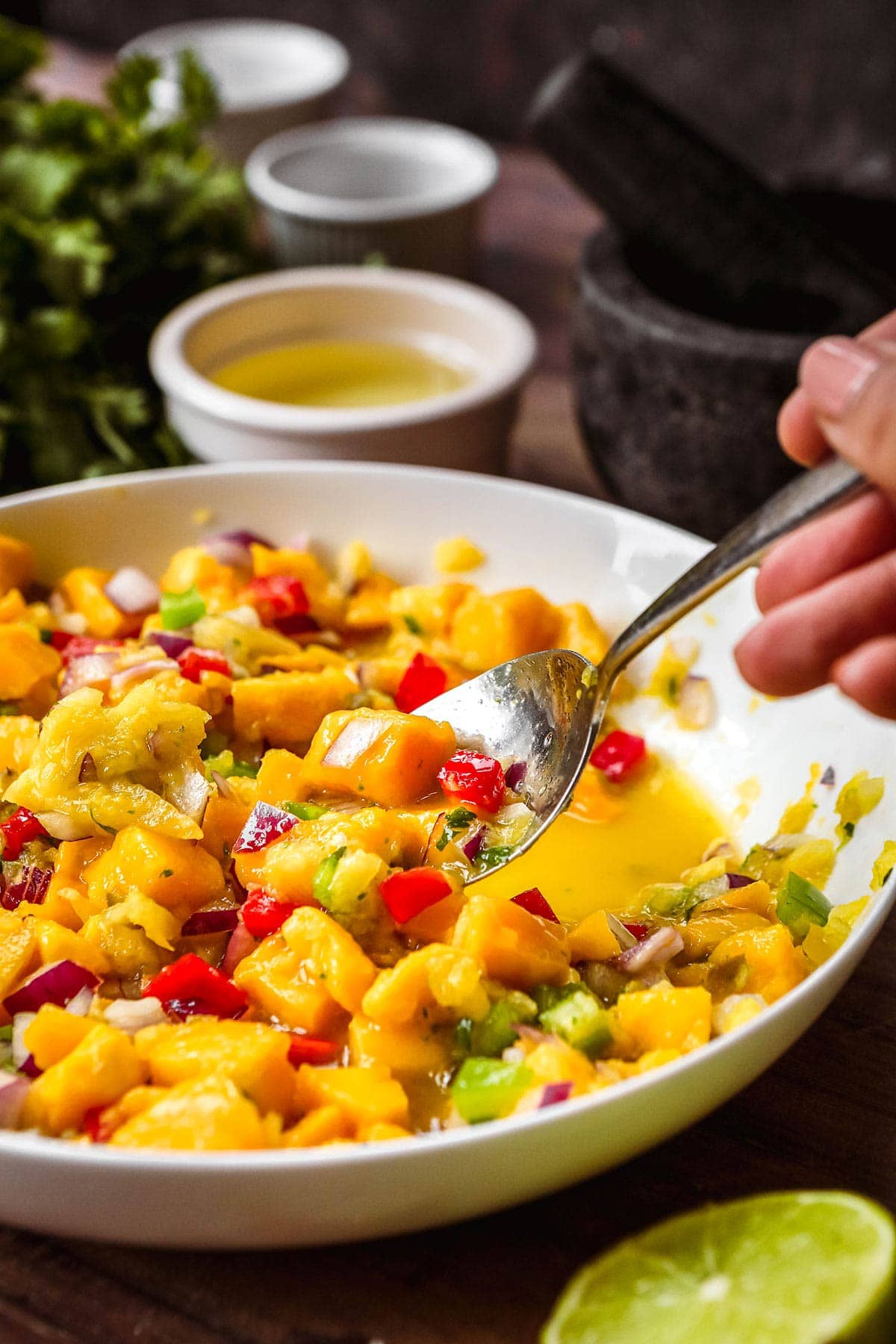 Mango Salsa in serving bowl