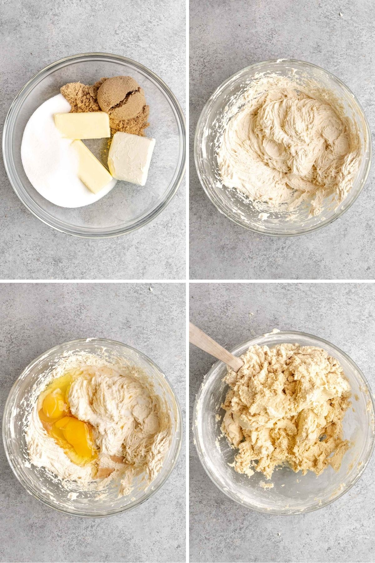 Peppermint Filled Cookies dough mixed in bowl collage