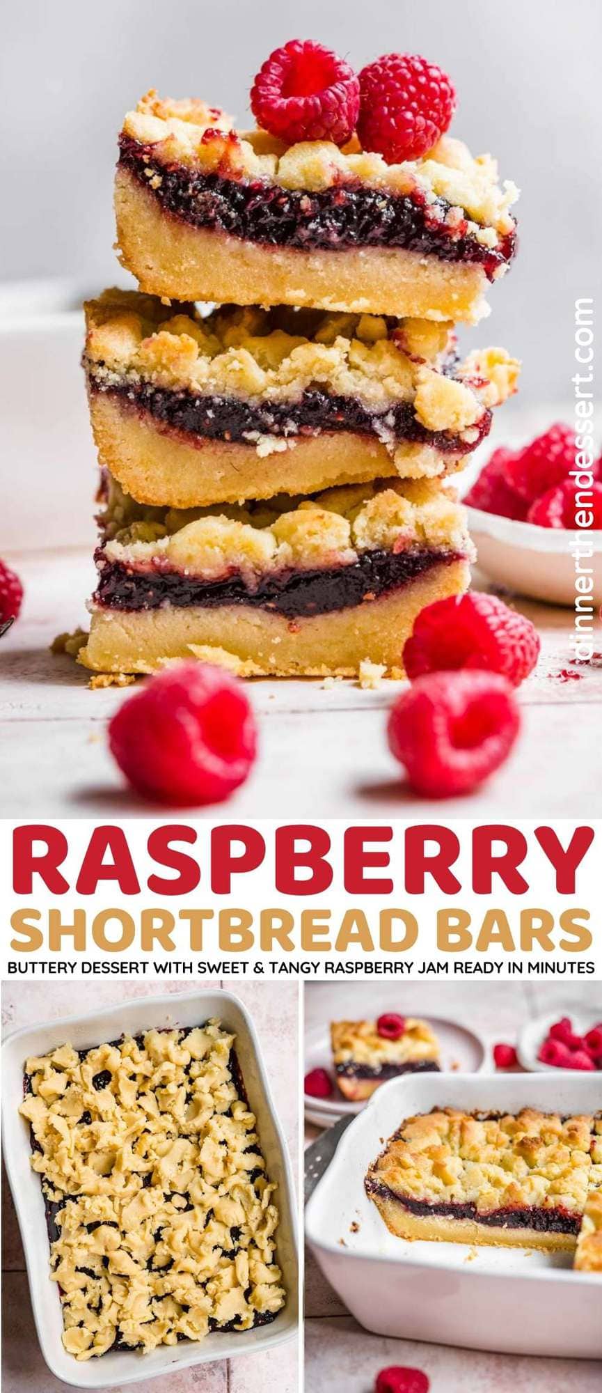 Raspberry Shortbread Bars collage