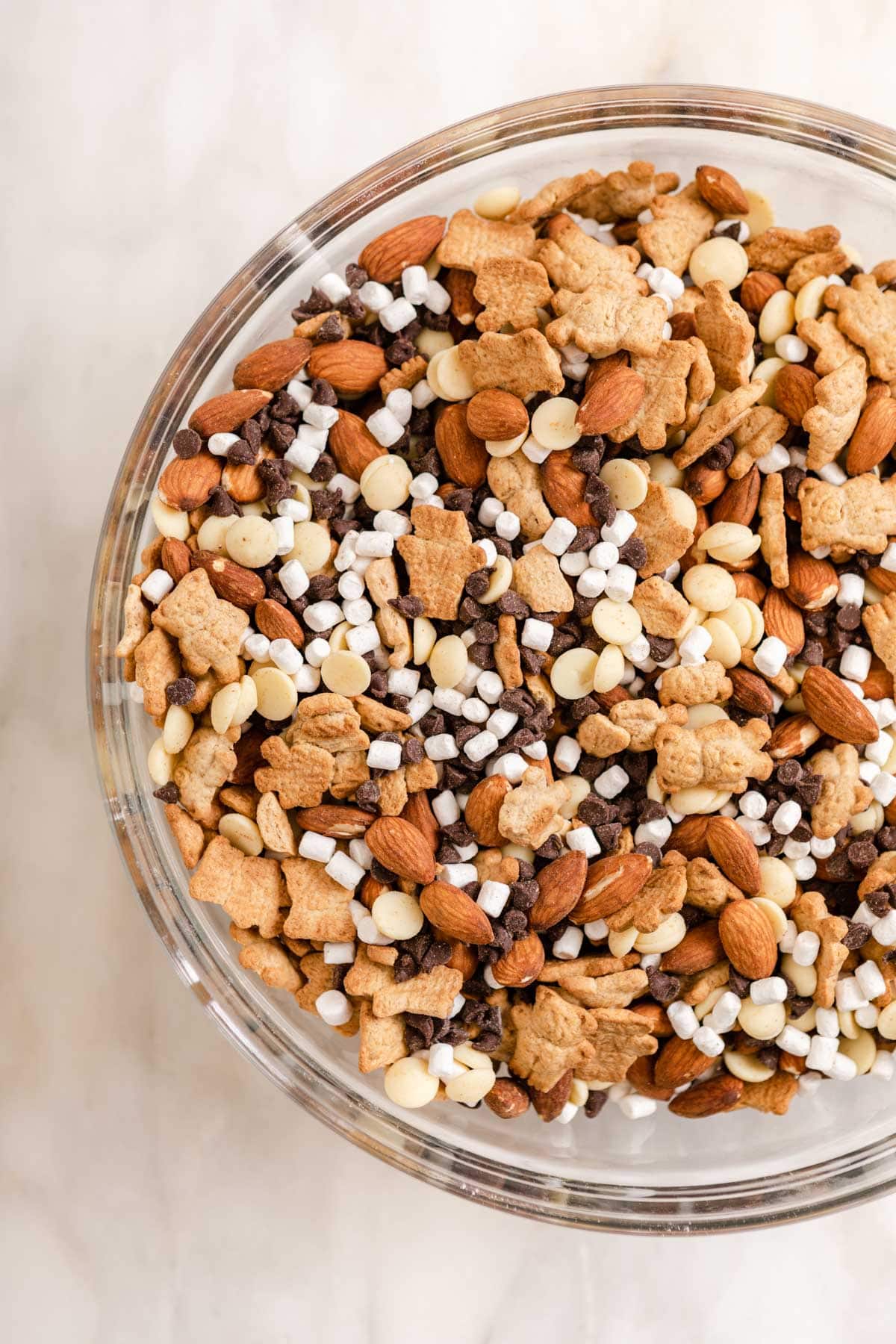 Rocky Road Trail Mix in mixing bowl