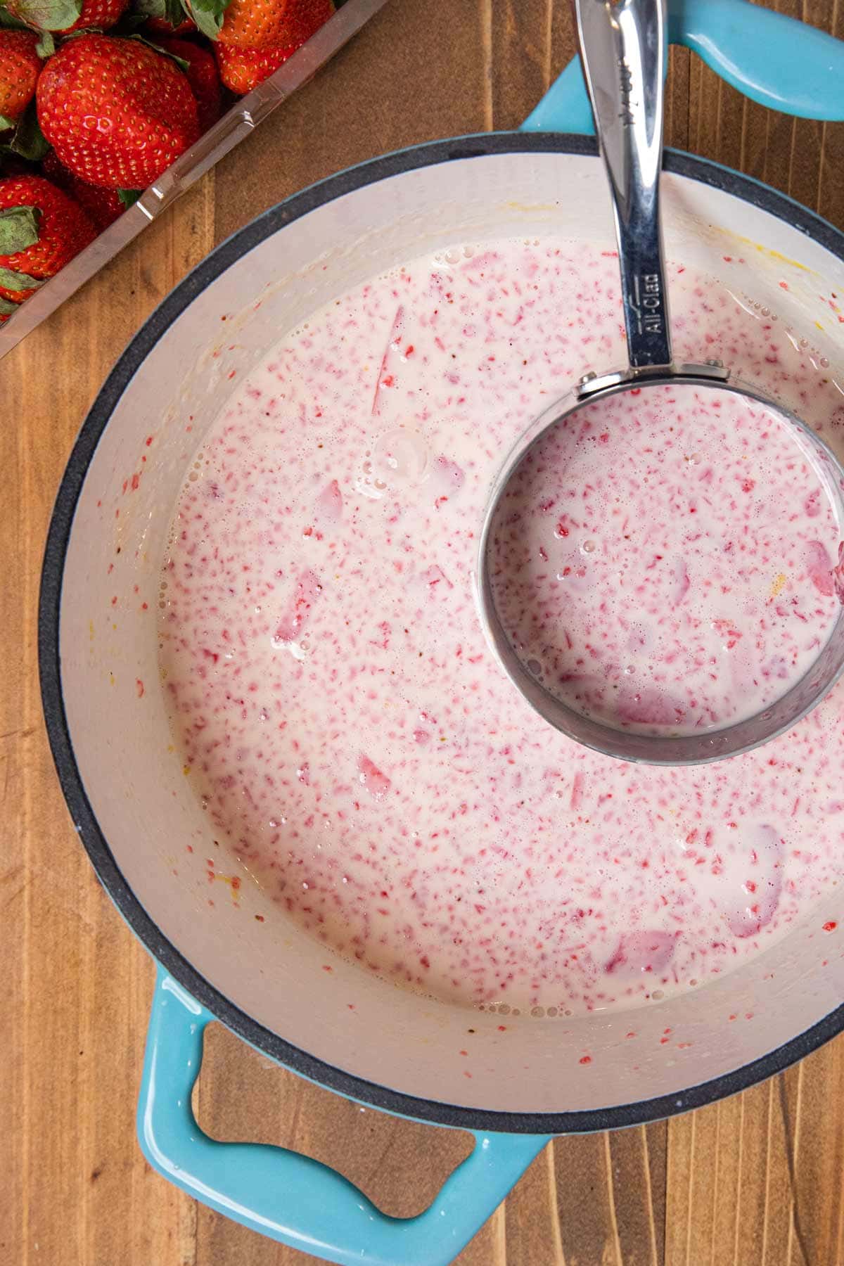 Strawberry Ice Cream base in pot