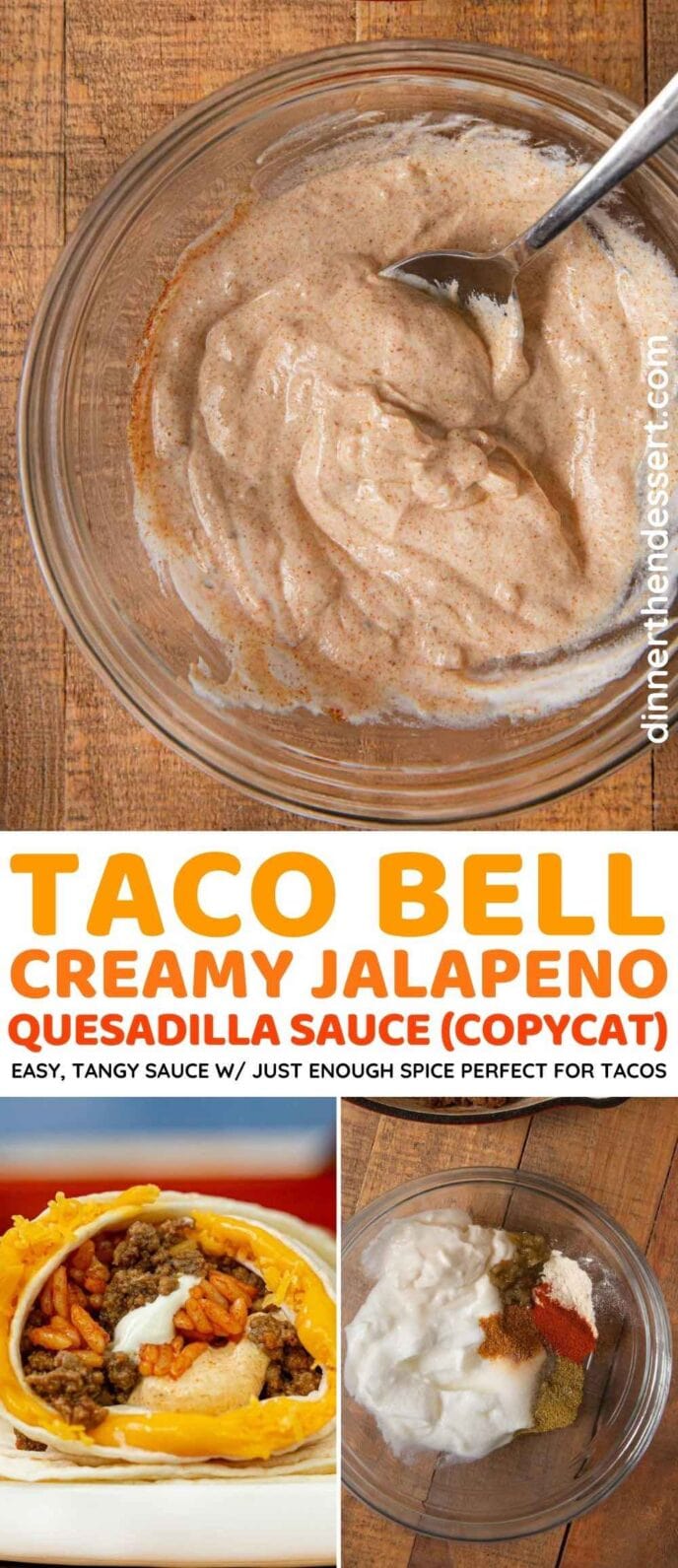 Taco Bell Creamy Jalapeno Quesadilla Sauce (Copycat) collage