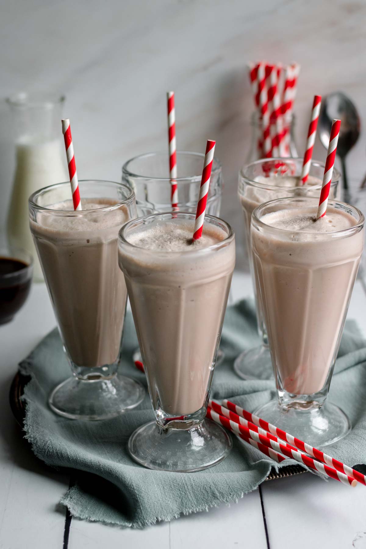 Wendy's Chocolate Frosty group in serving glasses