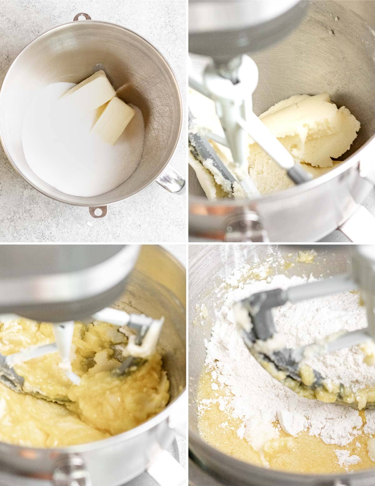 Almond Bundt Cake collage of prep steps